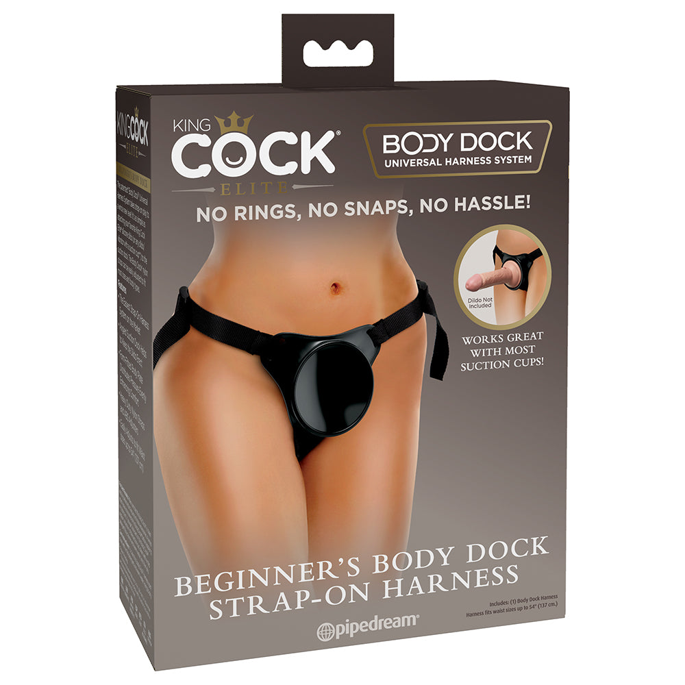 King Cock Elite Beginner''s Body Dock Strap-On Harness Black - Red Garter