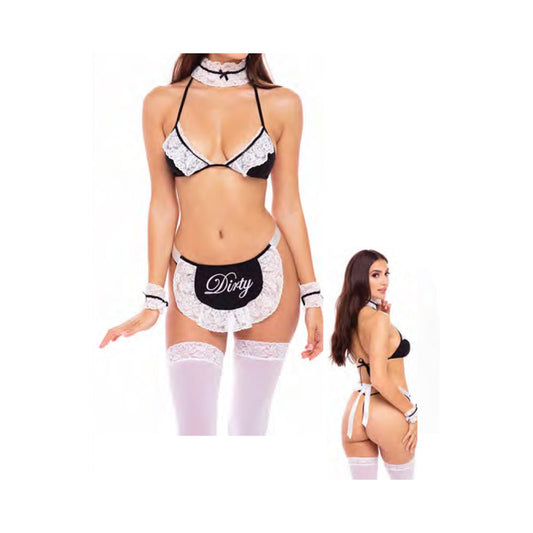 Rene Rofe At Your Service 6-Piece Maid Costume Set O/S - Red Garter