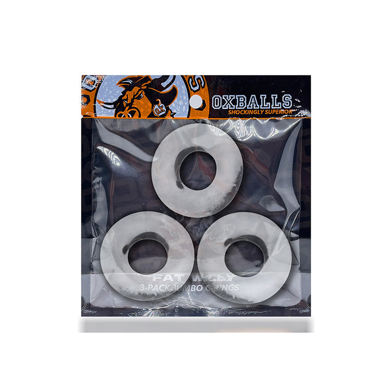 OxBalls Fat Willy 3-Pack Jumbo Cockrings FLEXtpr Clear - Red Garter