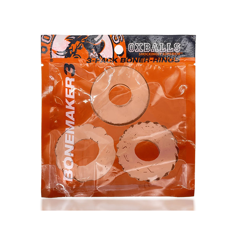 OxBalls Bonemaker 3-Pack Boner Cockring Kit FLEXtpr Clear - Red Garter