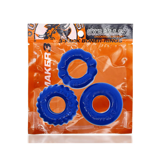 OxBalls Bonemaker 3-Pack Boner Cockring Kit FLEXtpr Pool Blue - Red Garter