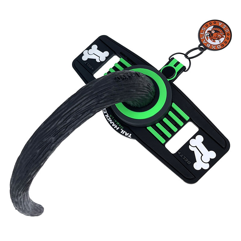 OxBalls Tail Handler Belt Strap With Pup Tail Silicone/PVC Green - Red Garter