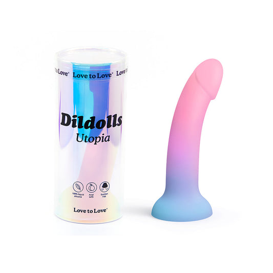 Love to Love Dildolls Utopia 7 in. Silicone Dildo Gradient Pastels - Red Garter