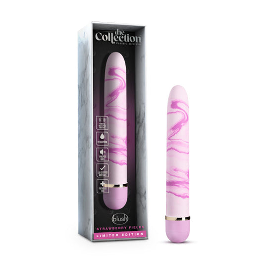 The Collection Strawberry Fields Slimline Vibrator Pink - Red Garter