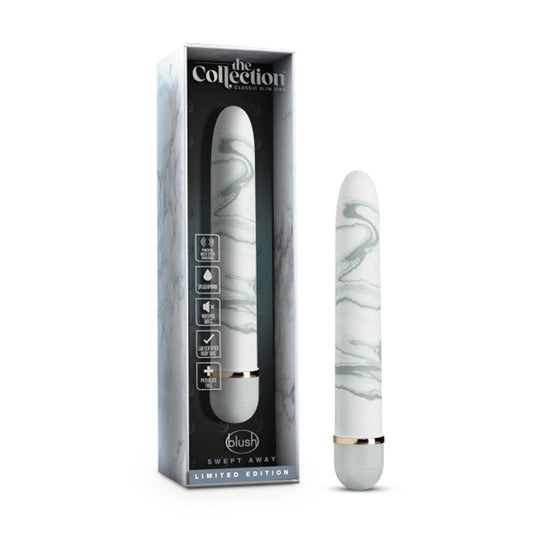 The Collection Swept Away Slimline Vibrator White - Red Garter