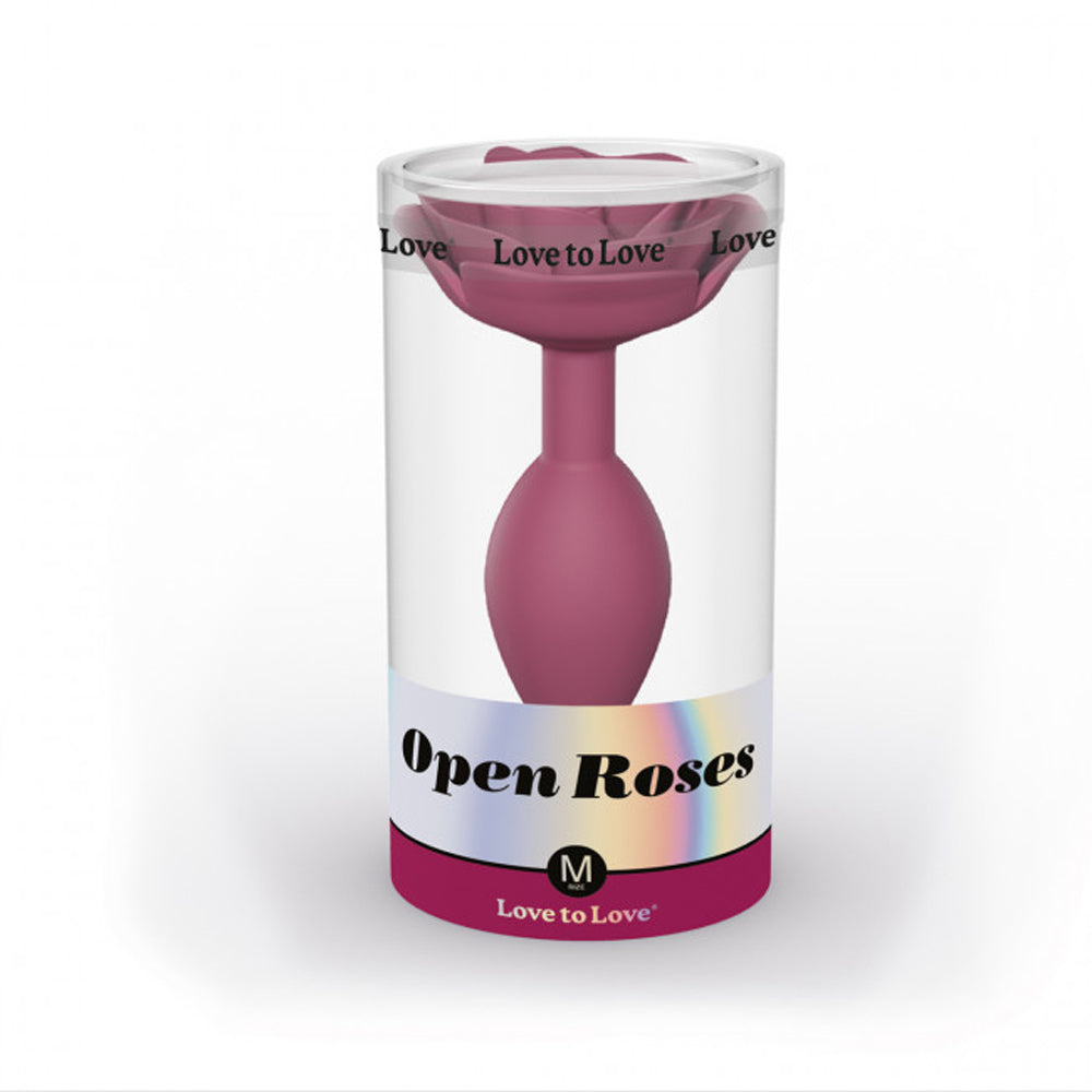 Love to Love Open Roses Silicone Anal Plug Plum Star M - Red Garter