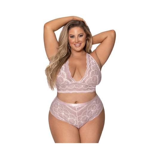 Magic Silk Seabreeze Cami & Short Set Blush Queen Size - Red Garter