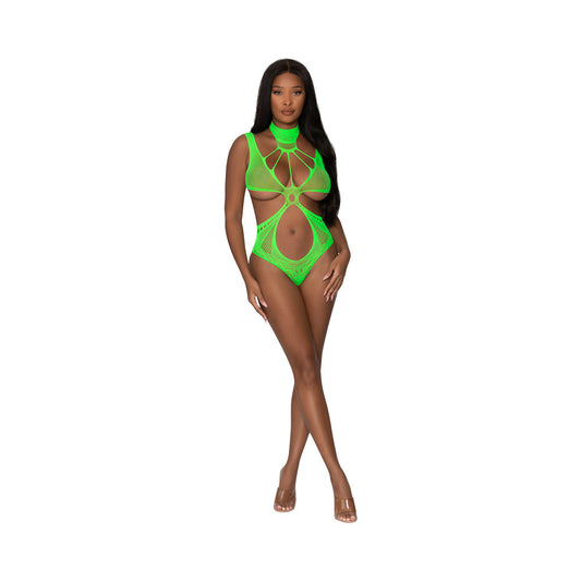 Magic Silk Seamless Teddy Lime OS - Red Garter