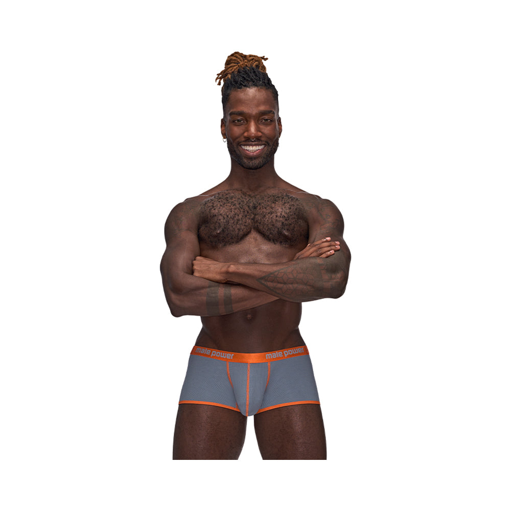 Male Power Casanova Uplift Short Gray L - Red Garter