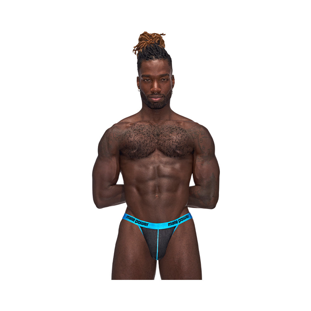 Male Power Casanova Uplift Thong Black S/M - Red Garter
