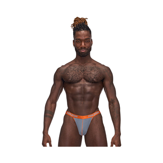 Male Power Casanova Uplift Thong Gray L/XL - Red Garter