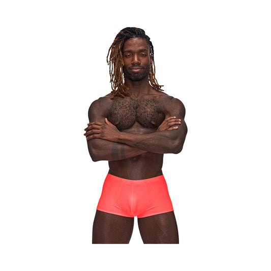 Male Power Barely There Mini Short Coral L - Red Garter
