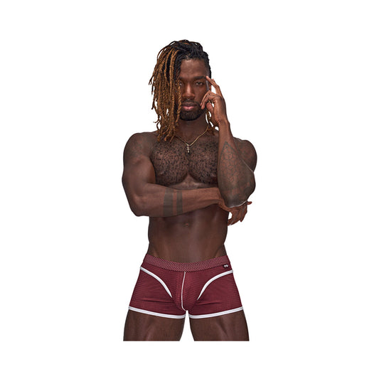 Male Power Sport Mesh Sport Mini Short Burgundy M - Red Garter