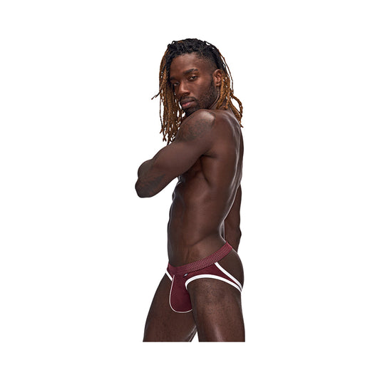 Male Power Sport Mesh Sport Jock Burgundy L/XL - Red Garter