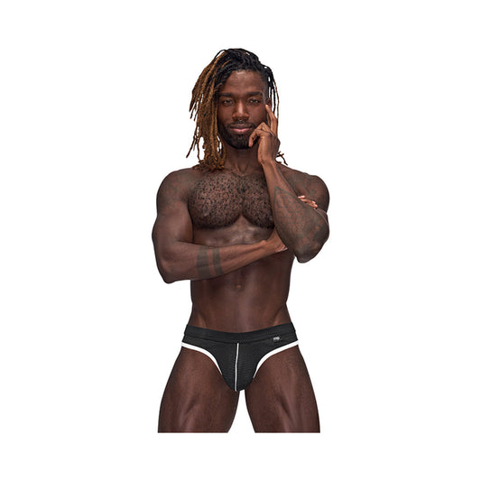 Male Power Sport Mesh Sport Thong Black L/XL - Red Garter