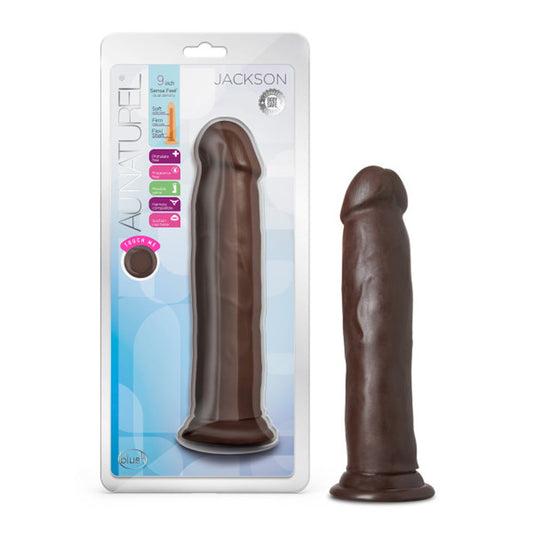 Au Naturel Jackson 9 in. Posable Dual Density Dildo Brown - Red Garter