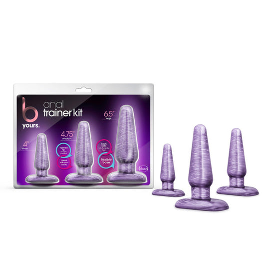 Blush B Yours 3-Piece Anal Trainer Kit Purple Swirl - Red Garter