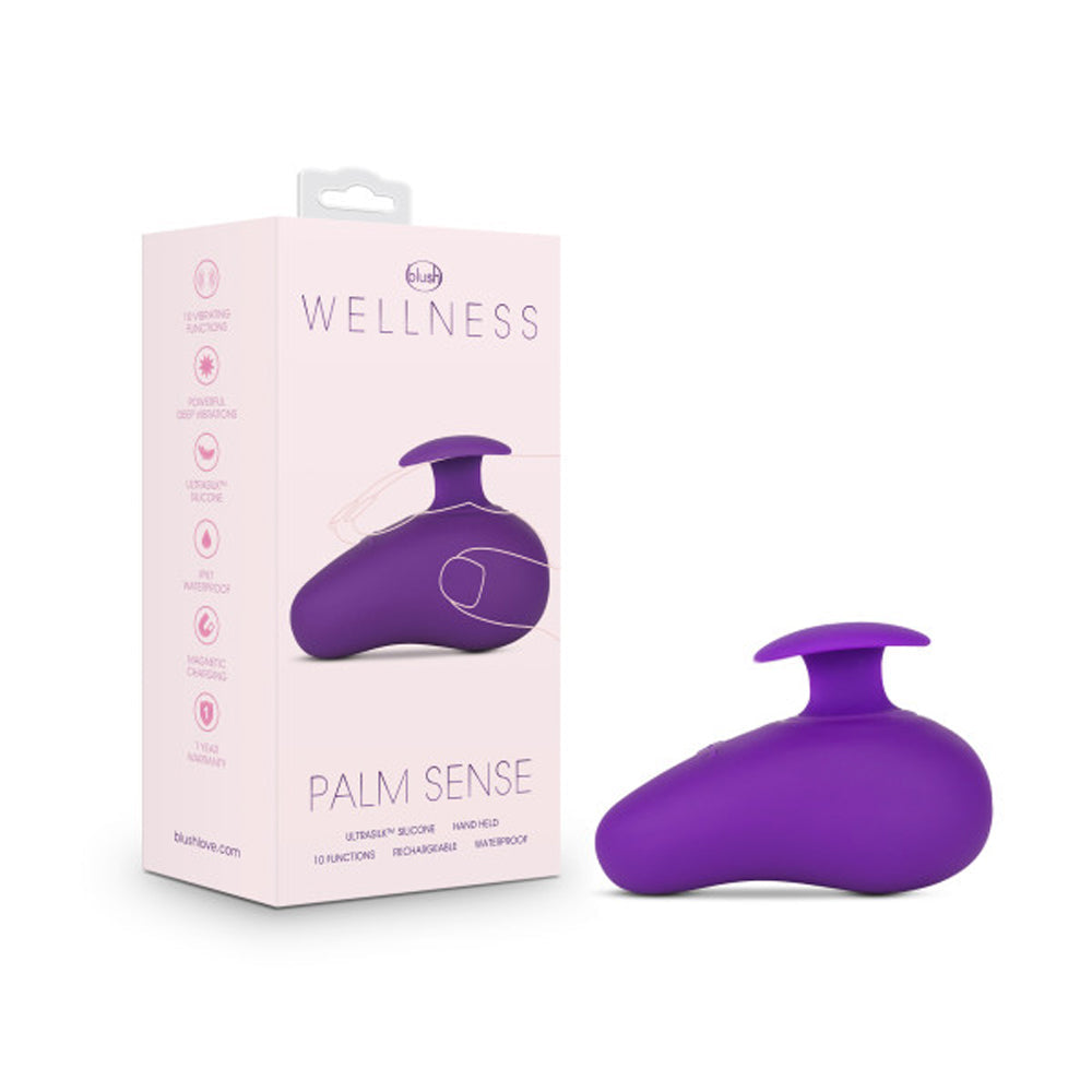 Blush Wellness Palm Sense Rechargeable Silicone Vibrator Purple - Red Garter