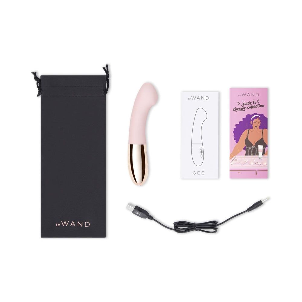 Le Wand Gee Rechargeable Silicone G-Spot Targeting Vibrator Rose Gold - Red Garter