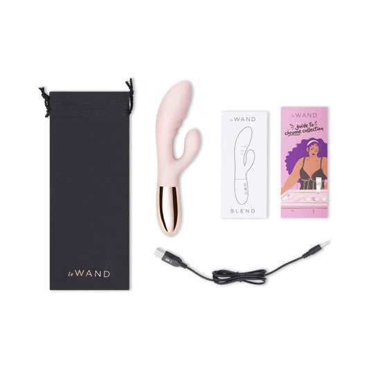 Le Wand Blend Rechargeable Double-Motor Silicone Rabbit Vibrator Rose Gold - Red Garter