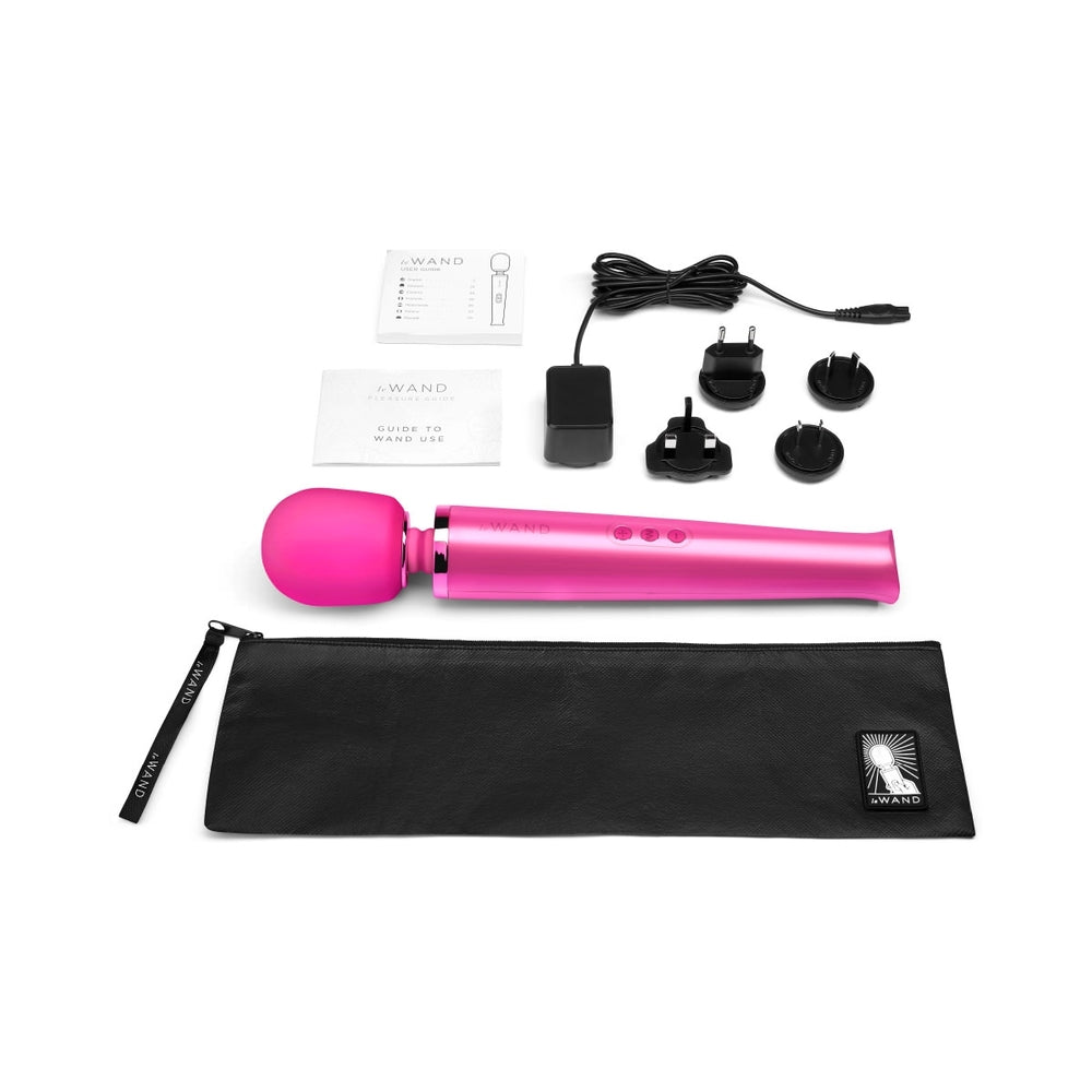 Le Wand Rechargeable Vibrating Massager Magenta - Red Garter