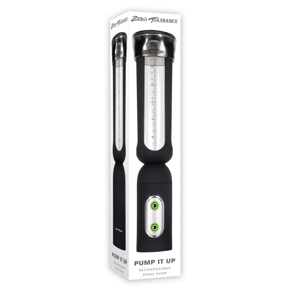 Zero Tolerance Pump It Up Rechargeable Penis Pump Black - Red Garter
