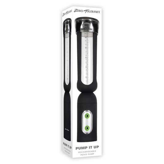 Zero Tolerance Pump It Up Rechargeable Penis Pump Black - Red Garter