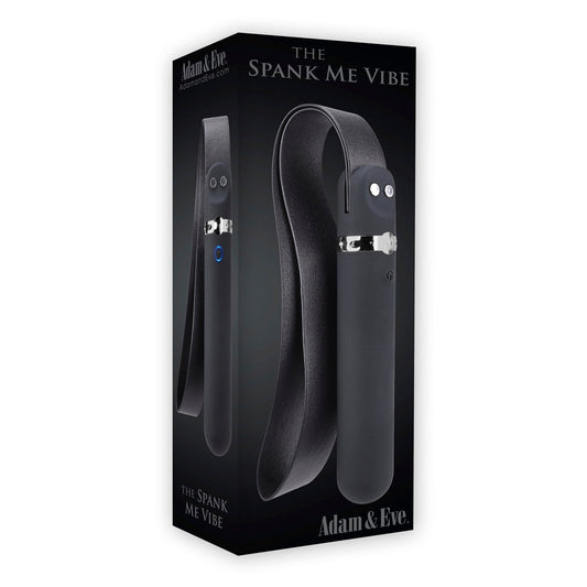 Adam & Eve Spank Me Vibe Rechargeable Silicone Vibrator With Slap Strap End Black - Red Garter