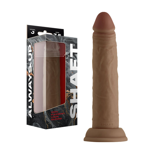 Shaft Model J: 7.5 in. Dual Density Silicone Dildo Oak - Red Garter