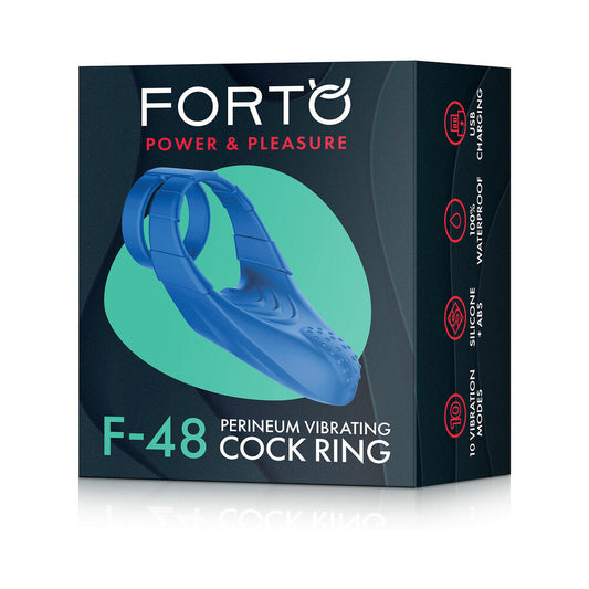 Forto F-48 Rechargeable Silicone Perineum Vibrating Double Cockring Blue - Red Garter