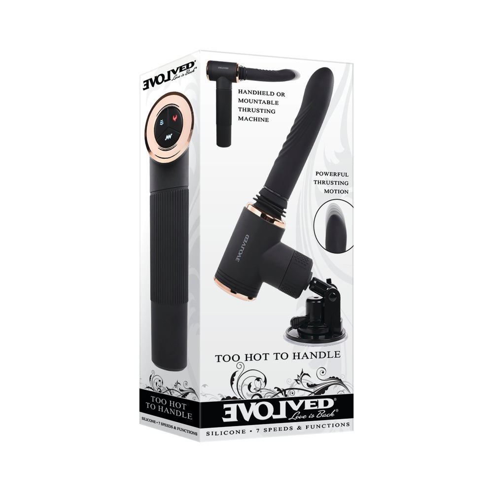 Evolved Too Hot To Handle Rechargeable Silicone Thrusting Sex Machine Black - Red Garter