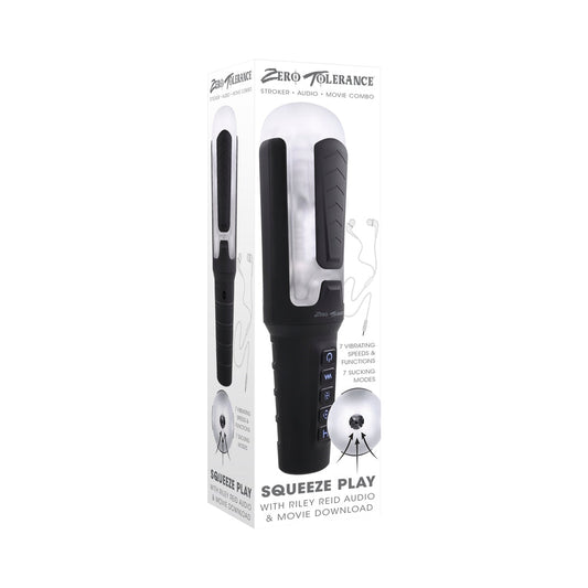 Zero Tolerance Squeeze Play Squeezable Vibrating Suction Stroker with Riley Reid - Red Garter