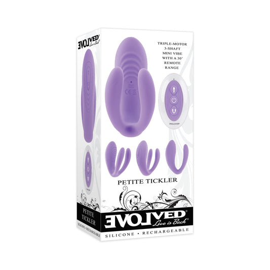 Evolved Petite Tickler Rechargeable Remote-Controlled Silicone Dual Stimulator Purple - Red Garter