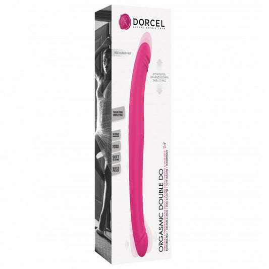 Dorcel Orgasmic Double Do Rechargeable Thrusting & Vibrating Double Dildo Pink - Red Garter