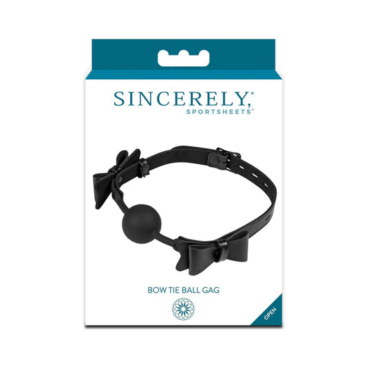 Sincerely, Sportsheets Bow Tie Adjustable Silicone Ball Gag Black - Red Garter