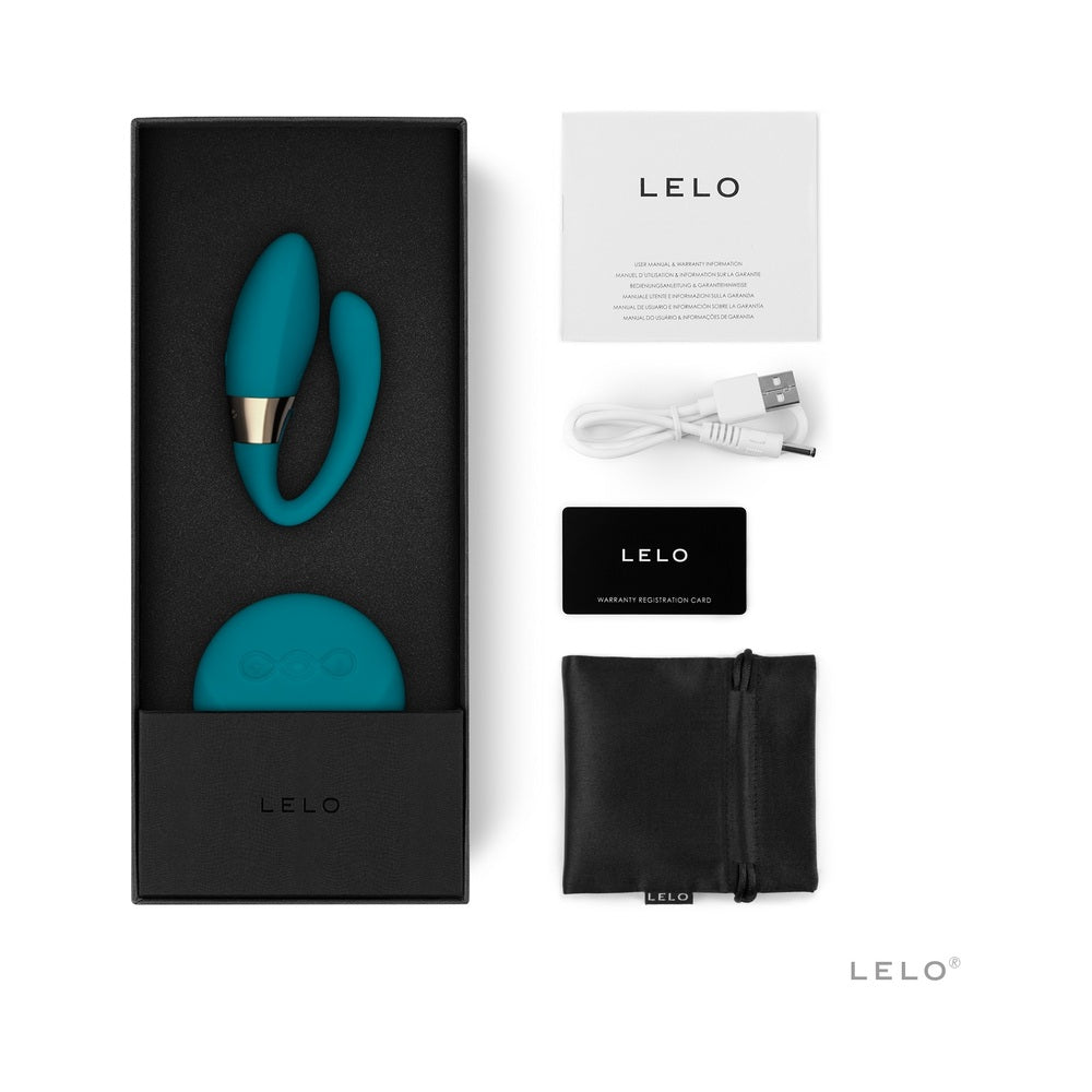 LELO TIANI DUO Rechargeable Dual Stimulation Couples Vibrator With Remote Ocean Blue - Red Garter