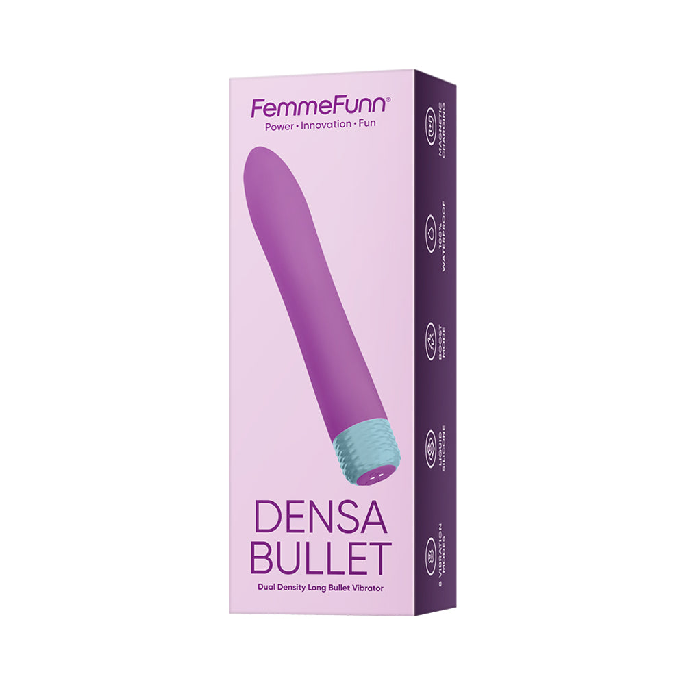 FemmeFunn Densa Bullet Rechargeable Dual Density Silicone Slimline Vibrator Purple - Red Garter