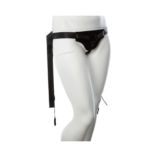 Gender Fluid Skylar Adjustable Strap-On Harness Black - Red Garter