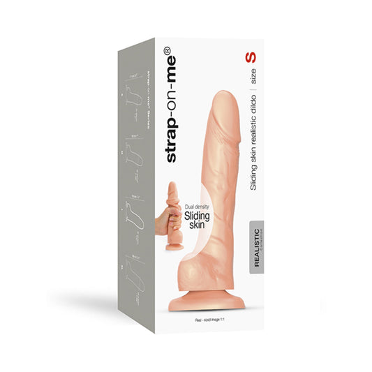 Strap-On-Me Realistic Collection Sliding Skin Dual-Density Silicone Dildo Vanilla S - Red Garter