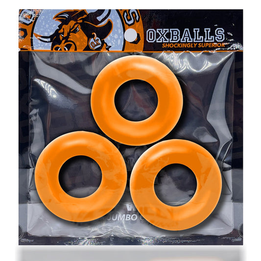 Oxballs Fat Willy 3-Pack Jumbo Cockrings Orange - Red Garter