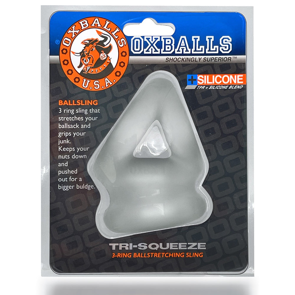 Oxballs Tri-Squeeze Cocksling and Ballstretcher Clear Ice - Red Garter