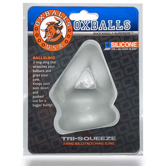 Oxballs Tri-Squeeze Cocksling and Ballstretcher Clear Ice - Red Garter