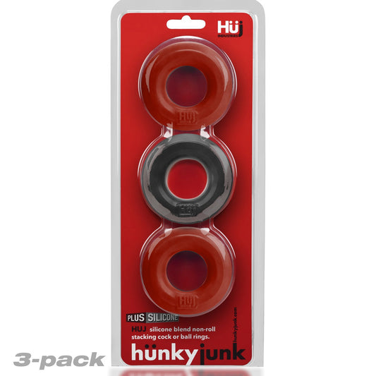 Hunkyjunk HUJ3 C-Ring 3-Pack Cherry/Tar Ice - Red Garter