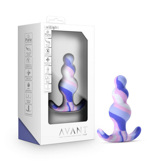 Blush Avant Twilight Silicone Anal Plug Blue - Red Garter