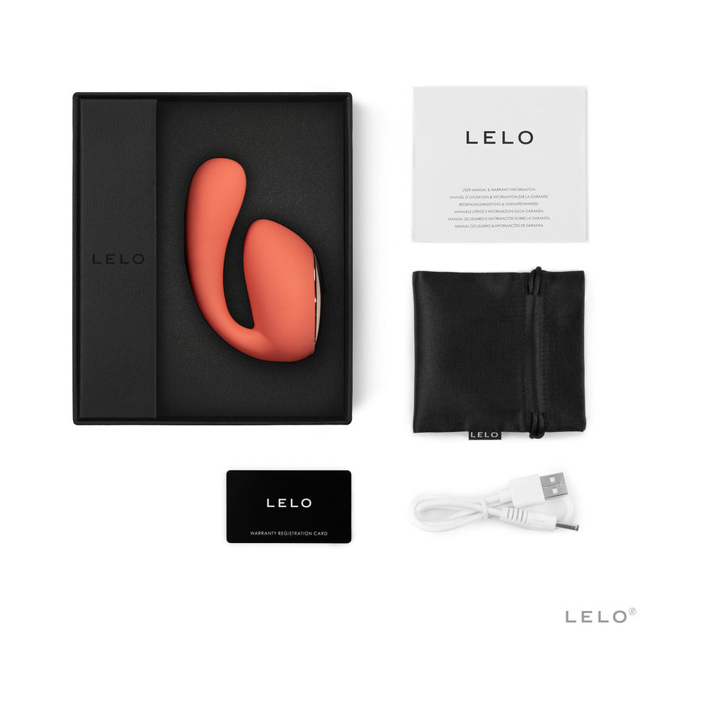 LELO IDA WAVE Rechargeable Dual Stimulator Coral Red - Red Garter