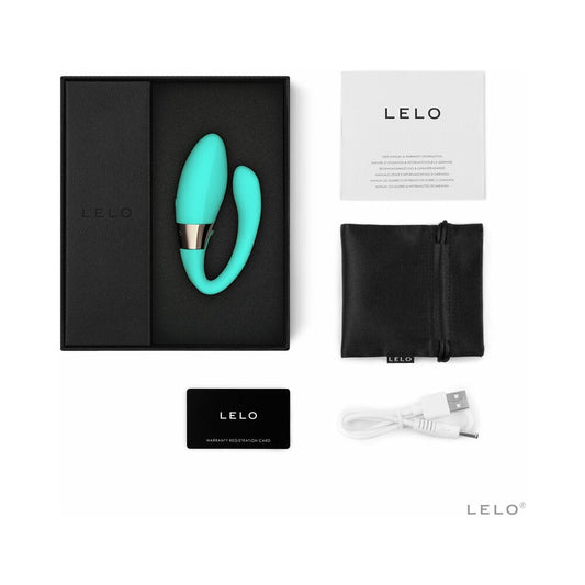 LELO TIANI HARMONY Rechargeable Dual Stimulation Couples Vibrator Aqua - Red Garter