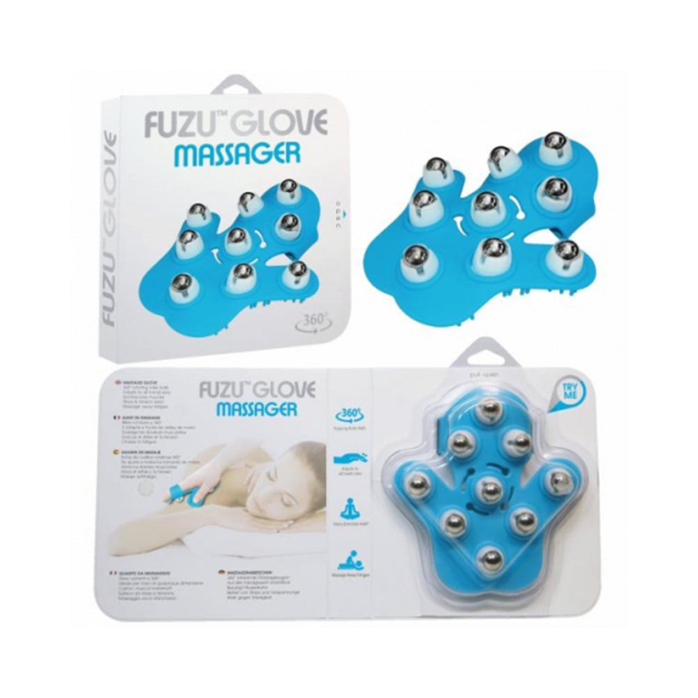 Fuzu 360° Massage Glove Neon Blue - Red Garter