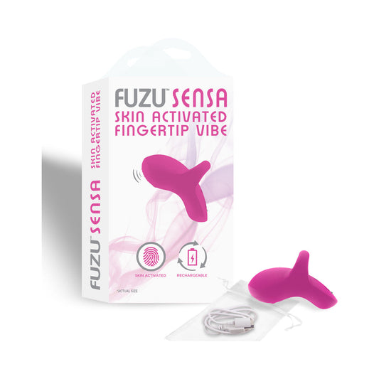 Fuzu Sensa Rechargeable Skin-Activated Fingertip Vibe Pink - Red Garter