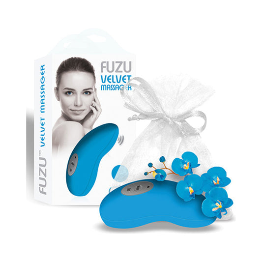 Fuzu Vibrating Palm Massager Neon Blue - Red Garter