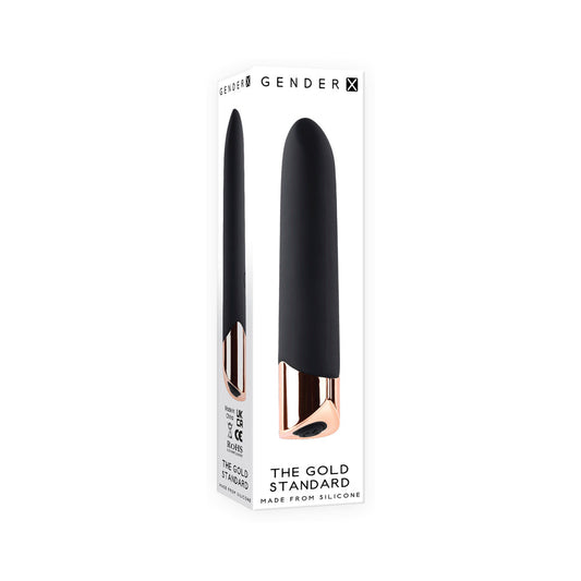Gender X The Gold Standard Rechargeable Silicone Bullet Vibrator Black/Gold - Red Garter